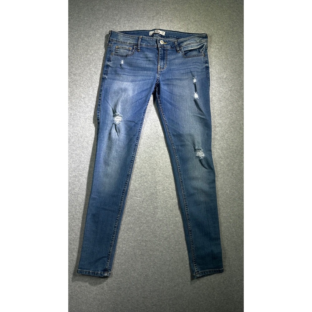 Hollister Low Rise Skinny Jeans Medium Wash Distressed 7S W28 L29 Denim